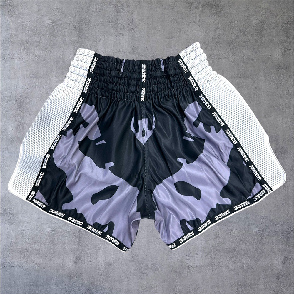 Muay Thai Retro Shorts -MicroFiber Mesh Black