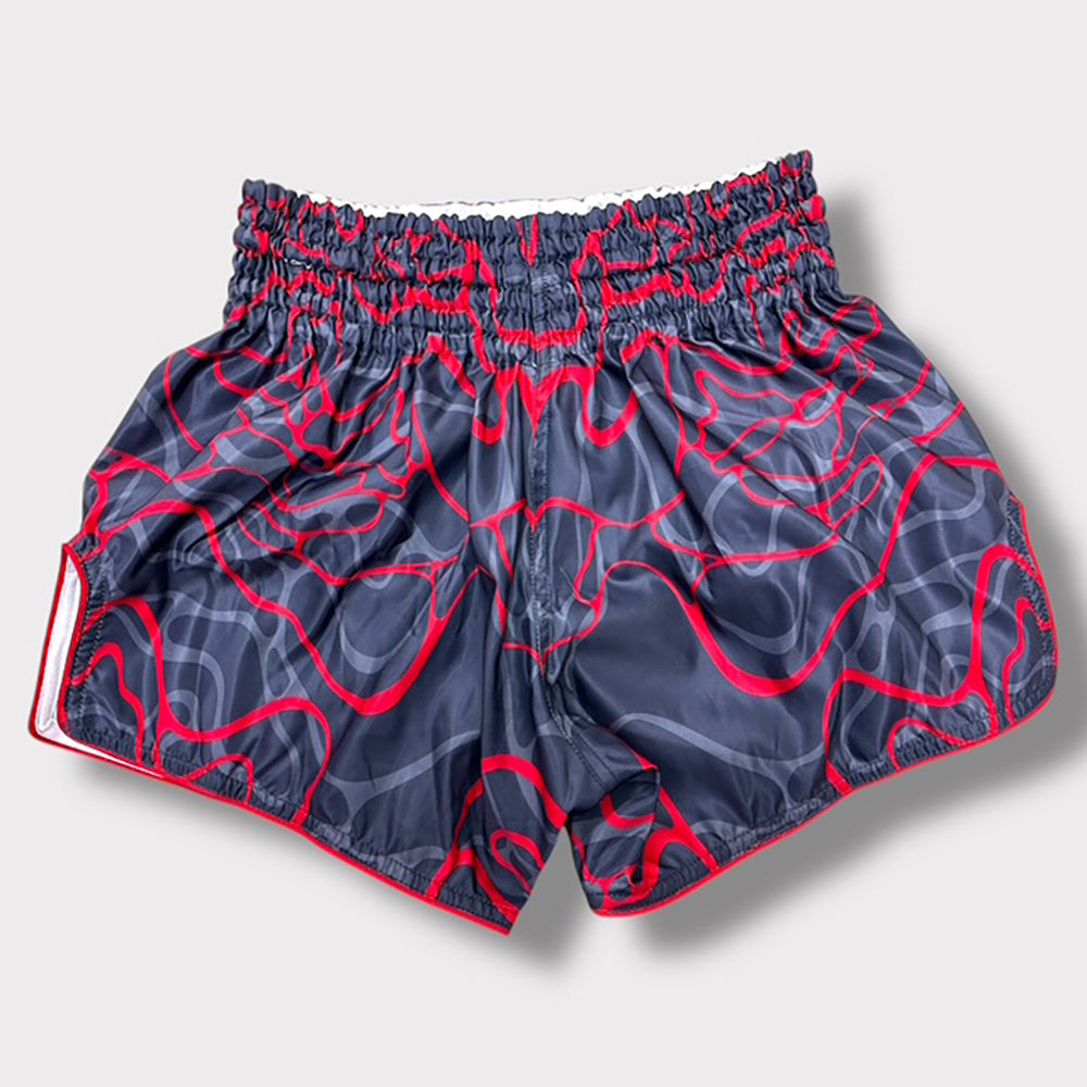 Muay Thai Retro Shorts -MicroFiber Grey / Red