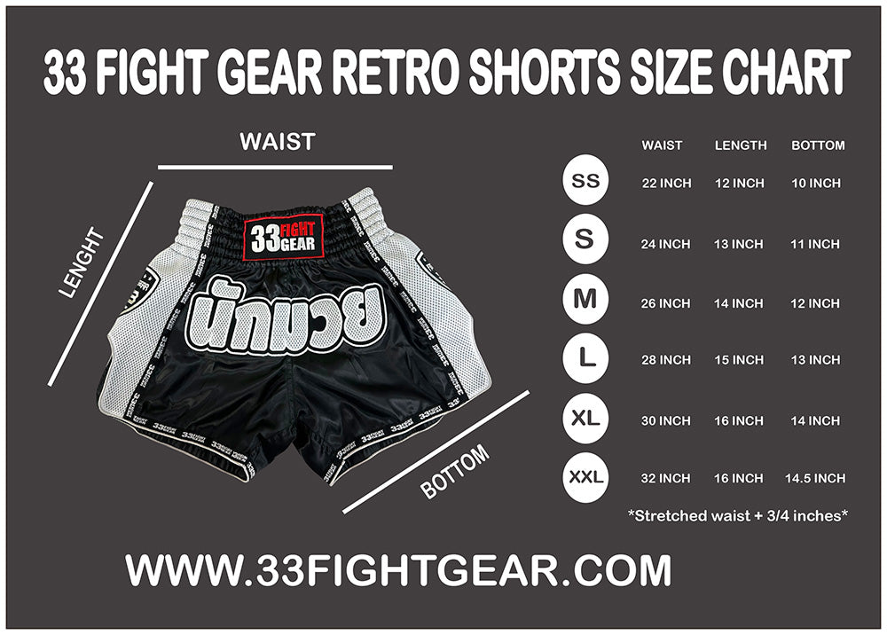 Muay Thai Retro Shorts - Mesh White - Blue Light