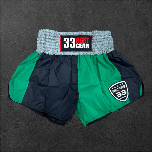 Muay Thai Shorts - Nylon RipStop - Grey/Green/Black