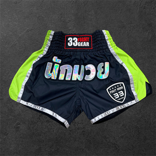 Muay Thai Shorts - Nylon - Black/Green