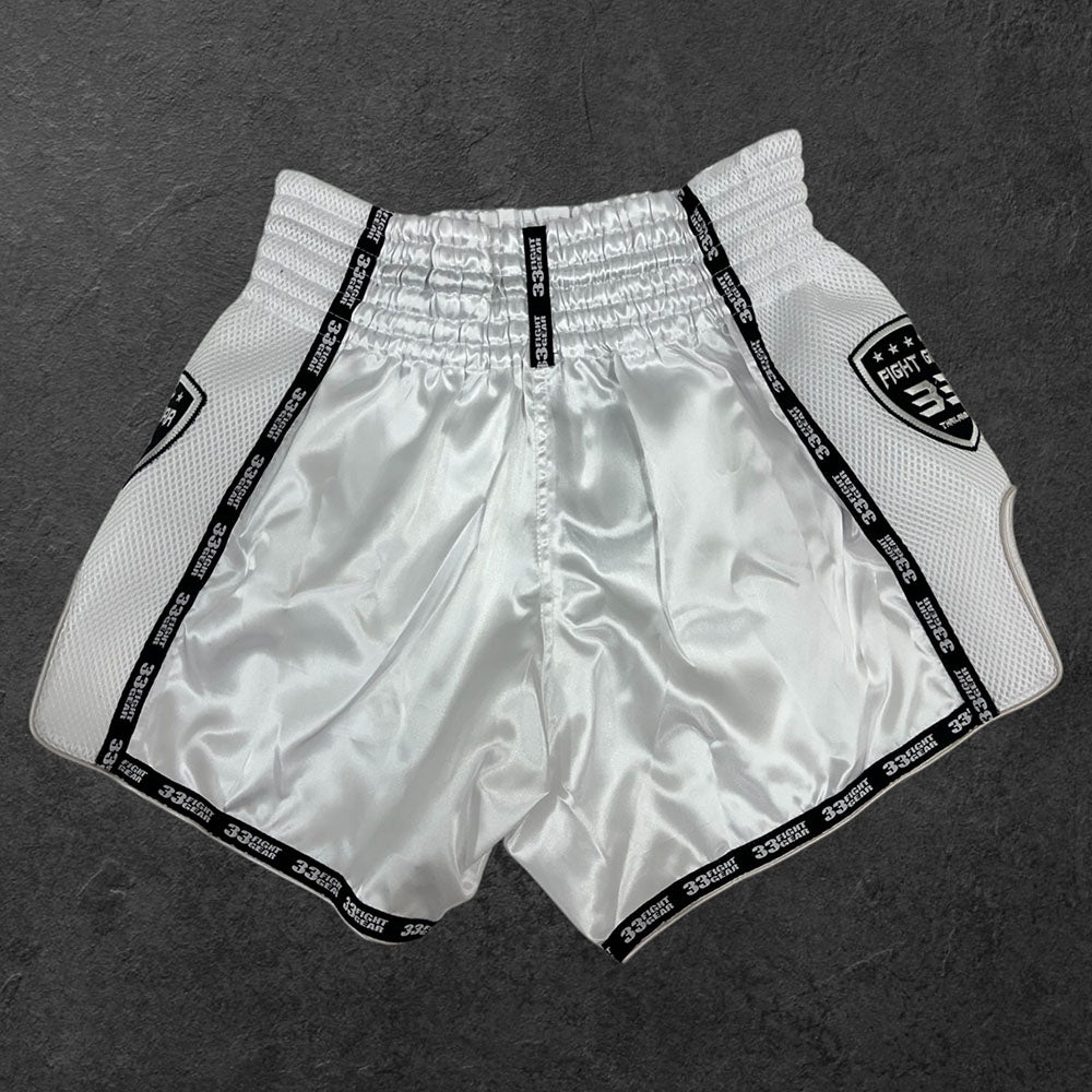 Muay Thai Retro Shorts - Mesh White - White