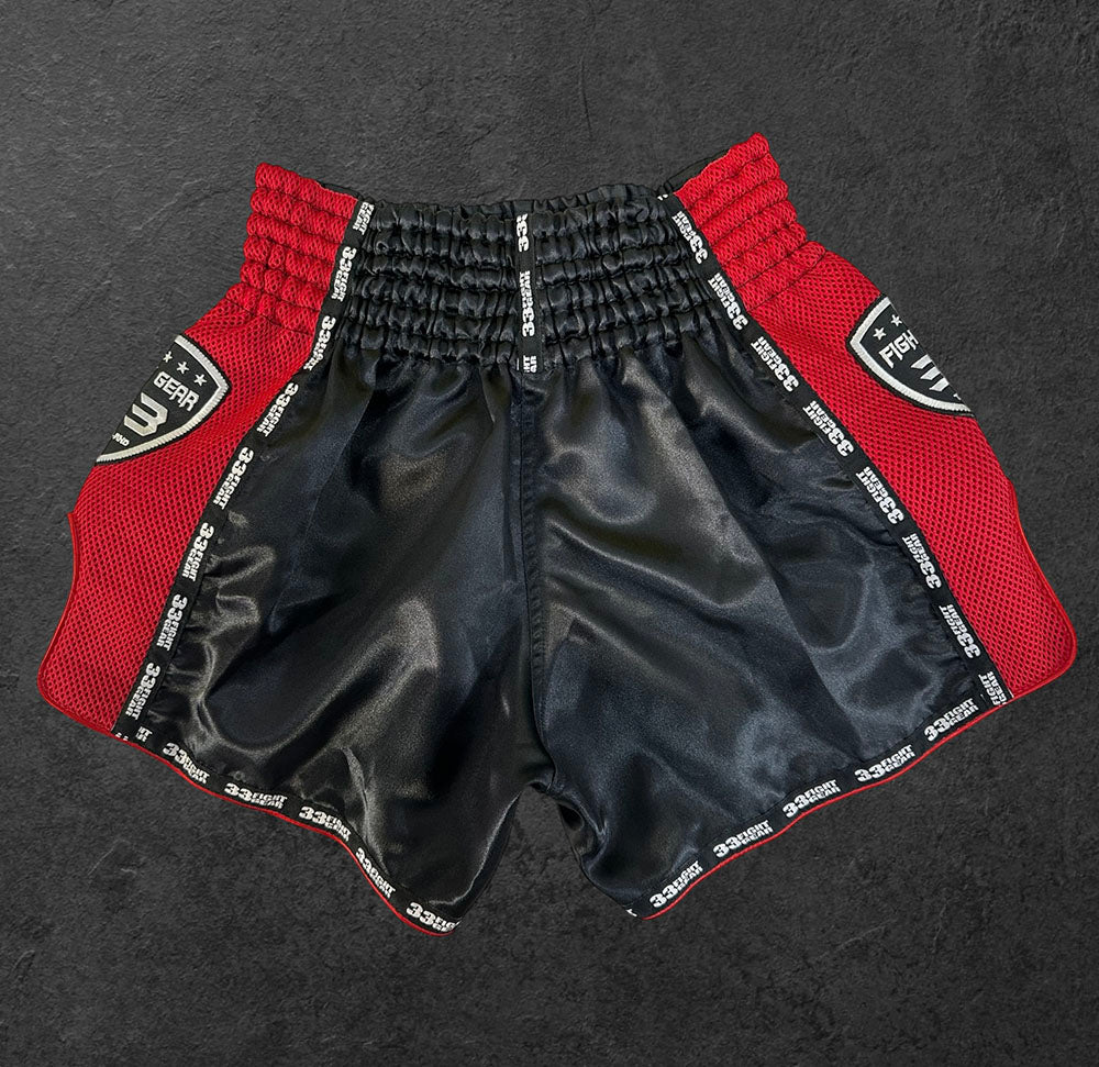 Muay Thai Retro Shorts - Mesh Red